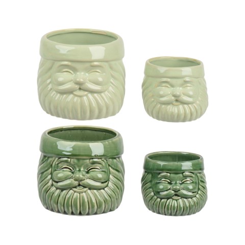 SET 2 VASI VISO BABBO NATALE H.13 VERDE